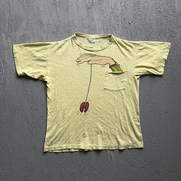 Champknit Other - Vintage Yo-Yo Shirt Men Medium Yellow 1980s Champion Folk Art